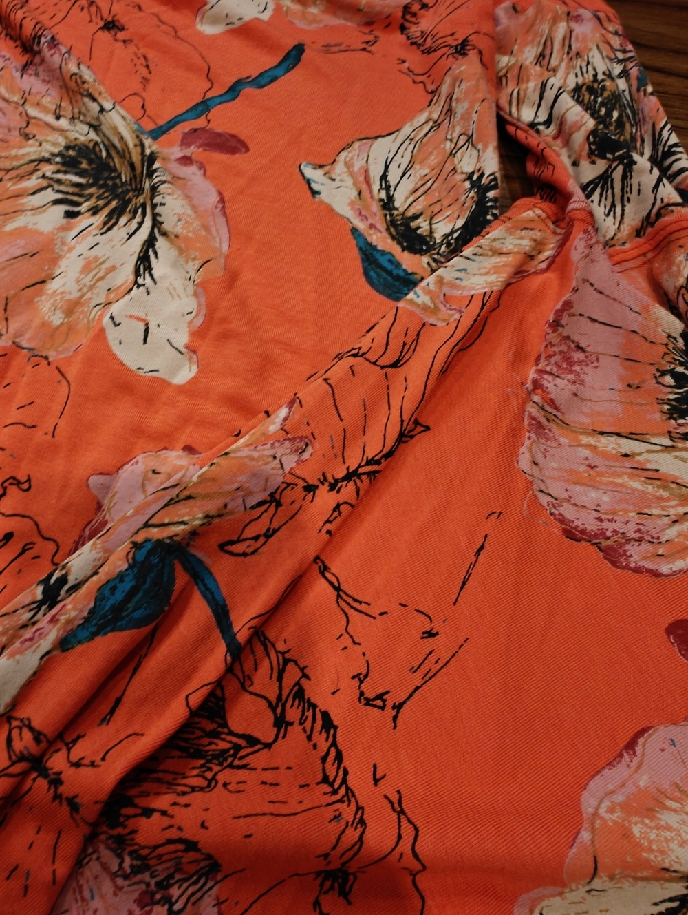 Free People Birds of Paradise Coral Orange Floral Print Top - Picture 9 of 11